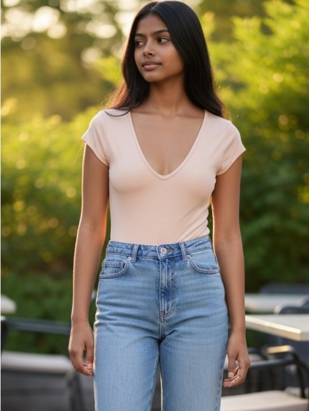 sofia by sofia vergara Blush V-Neck Short Sleeve Bodysuit